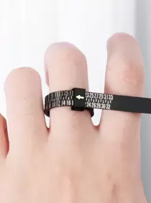 1pc Ring Measuring Band With Magnifier - Black - View 1