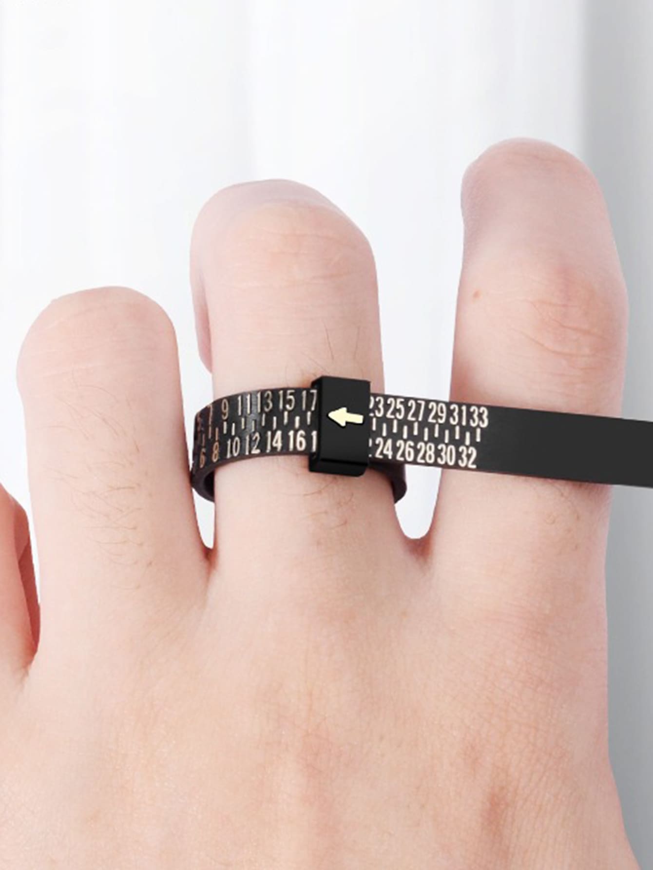1pc Ring Measuring Band With Magnifier - Black - View 1