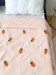 Carrot Embroidered Quilted Bedspread - Pink - View 3
