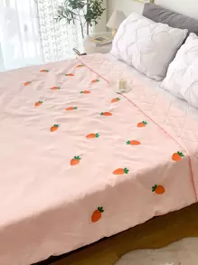 Carrot Embroidered Quilted Bedspread - Pink - View 7