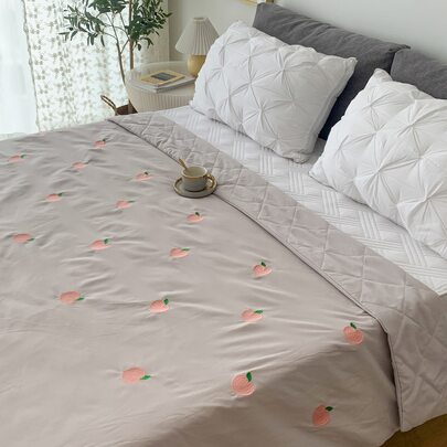 Peach Embroidered Bedspread