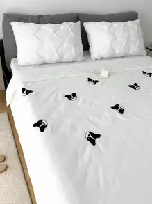 Khăn trải giường thêu hình con chó - trắng - Xem 1