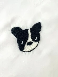 Khăn trải giường thêu hình con chó - trắng - Xem 6