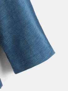 SHEIN Toddler Boys Button Front Half Placket Tee - Blue - View 4