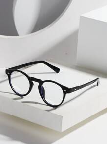 1pc 90s Bohemian Retro OOTD Version Japanese Style 80s Personalized Preppy Style Hong Kong Style Korean Version Korean Japanese Student Retro Classic Rivet Non-Prescription Glasses Y2K - Black - View 2