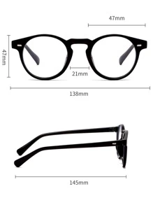 1pc 90s Bohemian Retro OOTD Version Japanese Style 80s Personalized Preppy Style Hong Kong Style Korean Version Korean Japanese Student Retro Classic Rivet Non-Prescription Glasses Y2K - Black - View 5