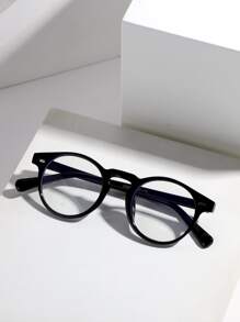 1pc 90s Bohemian Retro OOTD Version Japanese Style 80s Personalized Preppy Style Hong Kong Style Korean Version Korean Japanese Student Retro Classic Rivet Non-Prescription Glasses Y2K - Black - View 3