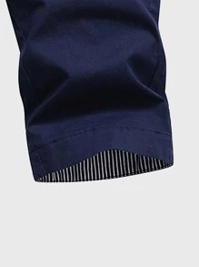 Manfinity Homme Hombre Pantalones cortos con cordón y parches, de bloques de colores azul real - Azul Marino - Ver 3