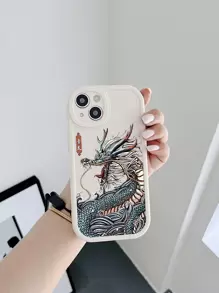 Ốp lưng điện thoại kiêm bảo vệ ống kính hình rồng hoạt hình, màu be, kèm 1 dây đeo điện thoại màu đen, phiên bản quốc tế, không phải phiên bản nội địa. - Nhiều màu - Xem 2