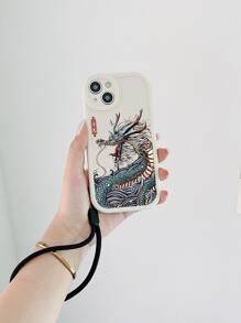 Ốp lưng điện thoại kiêm bảo vệ ống kính hình rồng hoạt hình, màu be, kèm 1 dây đeo điện thoại màu đen, phiên bản quốc tế, không phải phiên bản nội địa. - Nhiều màu - Xem 4