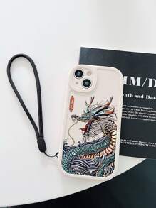 Ốp lưng điện thoại kiêm bảo vệ ống kính hình rồng hoạt hình, màu be, kèm 1 dây đeo điện thoại màu đen, phiên bản quốc tế, không phải phiên bản nội địa. - Nhiều màu - Xem 5