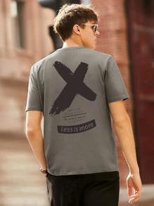 Men Drop Shoulder Letter Graphic Tee - Dark Grey - View 1