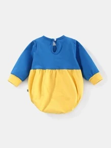 Peninsula Baby Heart Embroidery Color Block Bow Front Bodysuit - Multicolor - View 2