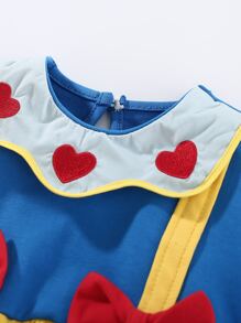 Peninsula Baby Heart Embroidery Color Block Bow Front Bodysuit - Multicolor - View 3