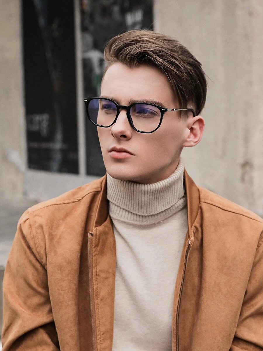 Men Acrylic Frame Glasses Clear Glasses Accessories - Black - View 1