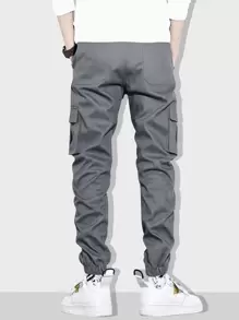 Manfinity Homme Men Flap Pocket Cargo Trousers - Dark Grey - View 2