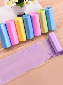 5卷隨機顏色防水垃圾袋家庭辦公室加厚平口垃圾袋 - 彩色 - 查看 1