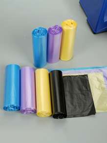 5卷隨機顏色防水垃圾袋家庭辦公室加厚平口垃圾袋 - 彩色 - 查看 2