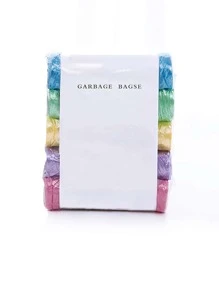 5卷隨機顏色防水垃圾袋家庭辦公室加厚平口垃圾袋 - 彩色 - 查看 6