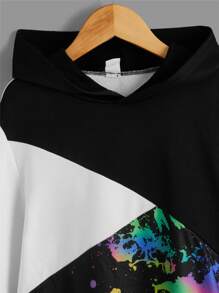 SHEIN 青少年男孩反光泼墨印花卫衣 - 彩色 - 查看 5