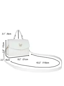 幾何格紋衍縫蝴蝶裝飾翻蓋方包