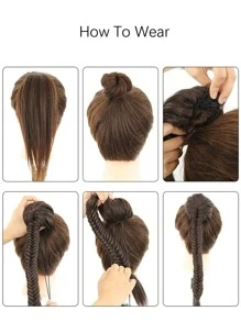 自然編織合成纖維馬尾接髮 - 彩色 - 查看 3