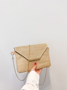 Bolso de cena de lujo, bolso de noche Glamoroso, elegante, exquisito, silencioso Decoración de metal de lujo Bolso de paja con cadena con solapa Bolso cuadrado para dama, mujer, para fiestera Perfecto para fiesta, boda, graduación, cena/banquete, cena/banquete, el mejor regalo para mujeres Mamá Profesora Amiga Dama de honor