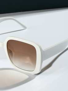 适合日常佩戴的方形女士时尚眼镜 - 白色 - 查看 2