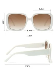 适合日常佩戴的方形女士时尚眼镜 - 白色 - 查看 5