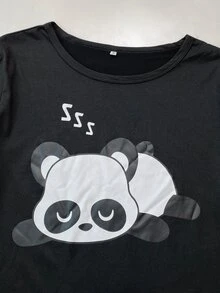 熊貓印花T恤和短褲睡衣套裝 - 彩色 - 查看 5