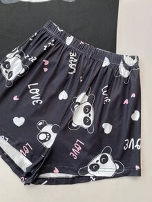 熊貓印花T恤和短褲睡衣套裝 - 彩色 - 查看 4