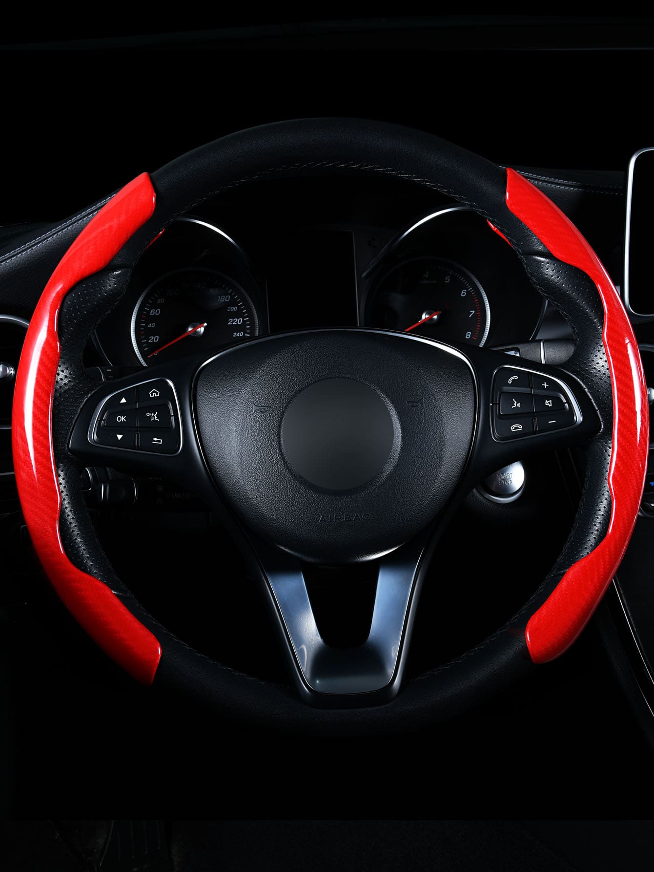 1入組汽車方向盤套 - 紅色 - 查看 1