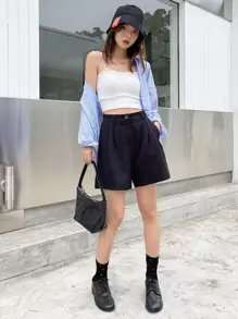 DAZY Plicated Wide Leg Shorts