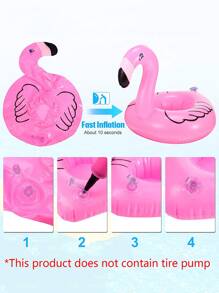 1pc Flamingo Design Coaster, Cartoon Inflatable Coaster For Party Swimming Pool - Pink - View 5