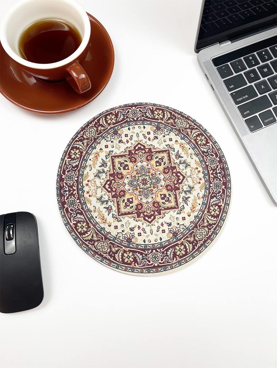 1入組花朵圖案鼠標墊,桌面鼠標墊 - 棕色 - 查看 1