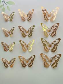 12入組鏤空3D蝴蝶貼紙