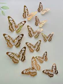 12入組鏤空3D蝴蝶貼紙