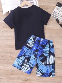 Boys Gamepad & Letter Graphic PJ Set - Multicolor - View 2