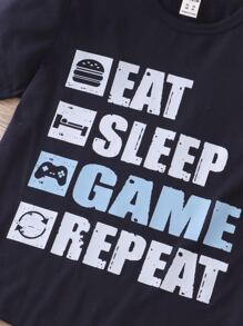 Boys Gamepad & Letter Graphic PJ Set - Multicolor - View 3