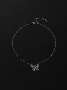 Hợp kim vòng cổ bướm quyến rũ dành cho nam giới thời trang và phổ biến để làm quà tặng trang sức và cho vẻ ngoài sành điệu - Bạc - Xem 4