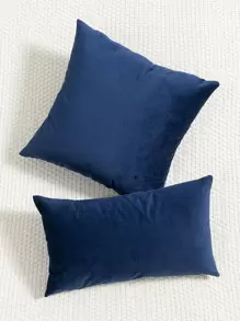 1 件超柔软荷兰天鹅绒纯色枕头/腰垫套，无填充物 - 藏蓝色 - 查看 1