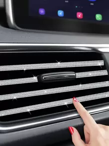 3 cái Rhinestone Trang trí Cửa khí Xe hơi Trim - Bạc - Xem 1