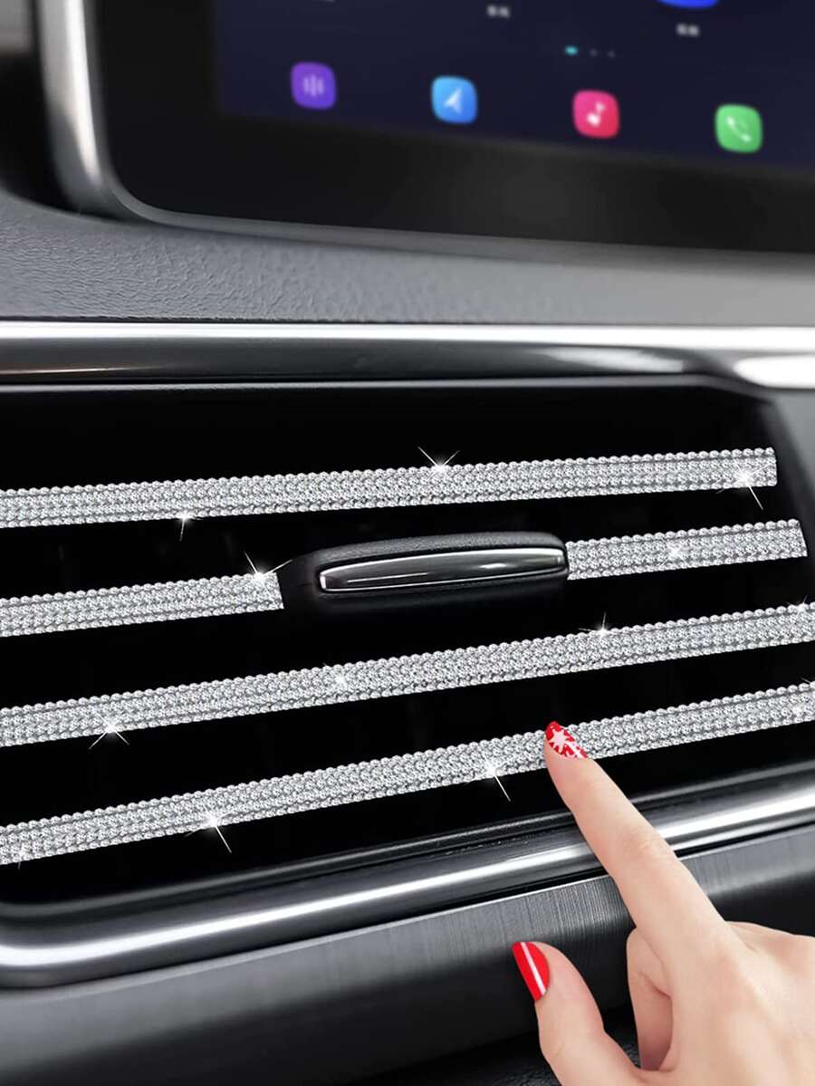 3 cái Rhinestone Trang trí Cửa khí Xe hơi Trim - Bạc - Xem 1