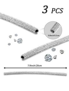 3 cái Rhinestone Trang trí Cửa khí Xe hơi Trim - Bạc - Xem 7