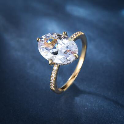 Oval Rhinestone Decor Ring