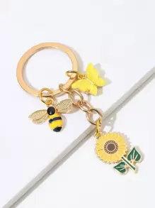 Cute 1pc New Style Sunflower & Bee & Butterfly Keychain - Multicolor - View 1