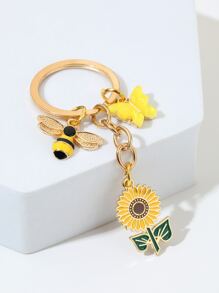 Cute 1pc New Style Sunflower & Bee & Butterfly Keychain - Multicolor - View 3