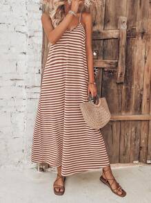 SHEIN VCAY Striped Print Cami Dress - Multicolor - View 1