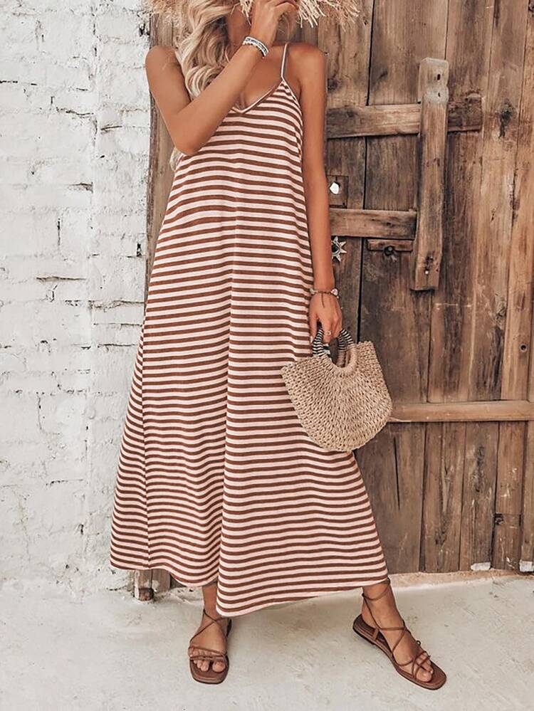 SHEIN VCAY Striped Print Cami Dress - Multicolor - View 1