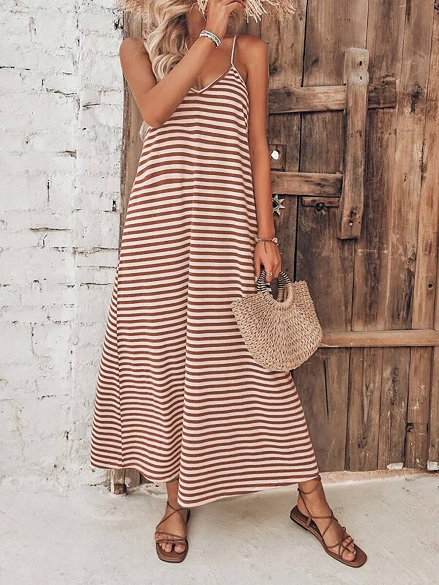 SHEIN VCAY Striped Print Cami Dress - Multicolor - View 1